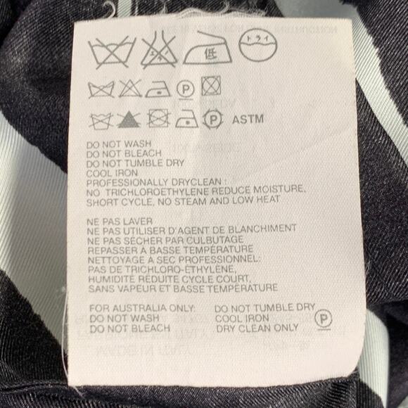 MIU MIU Size 4 Black Light Blue Silk Stripe Cowl Collar Dress - Picture 9 of 9